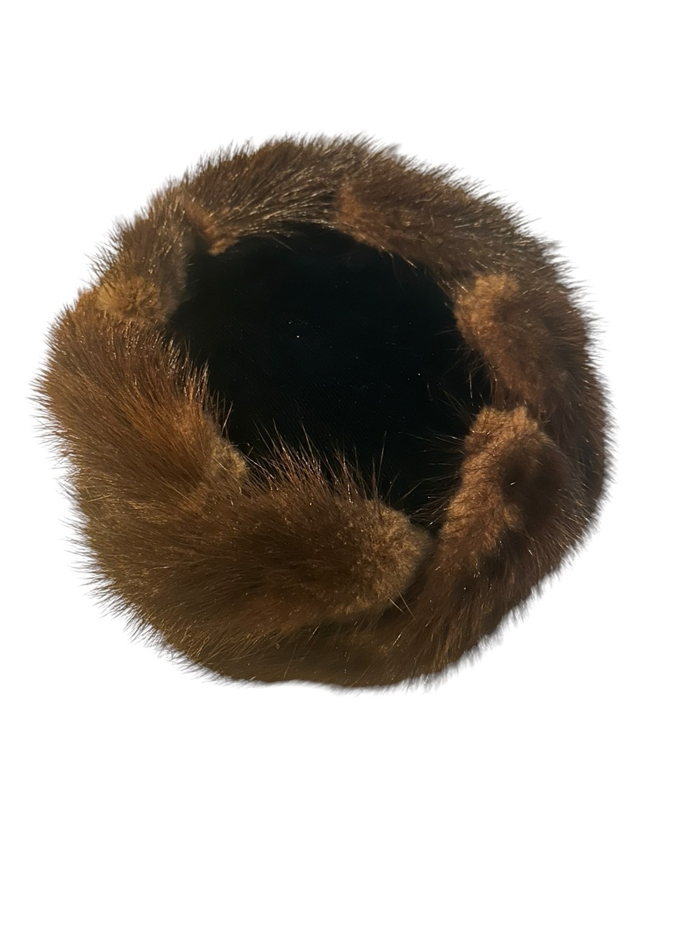 Vintage Brown mink Fur Hat with velvet top